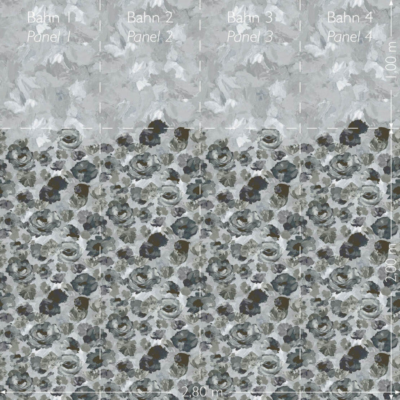 Paeonia Twinwall Wall Mural in Navy Ash