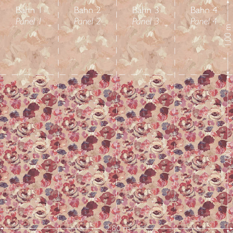 Paeonia Twinwall Wall Mural in Mulberry Blush