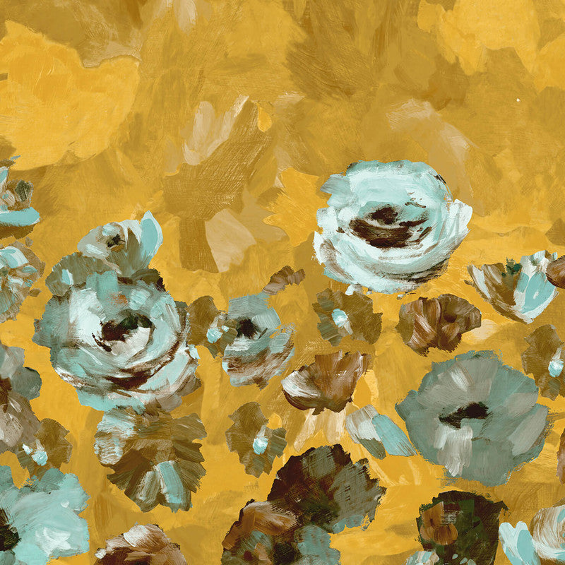 Paeonia Twinwall Wall Mural in Teal Gold