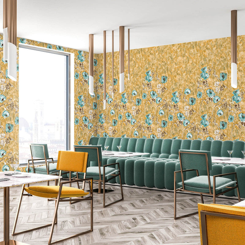 Petunia Twinwall Wall Mural in Petrol Honey
