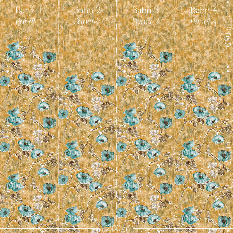 Petunia Twinwall Wall Mural in Petrol Honey