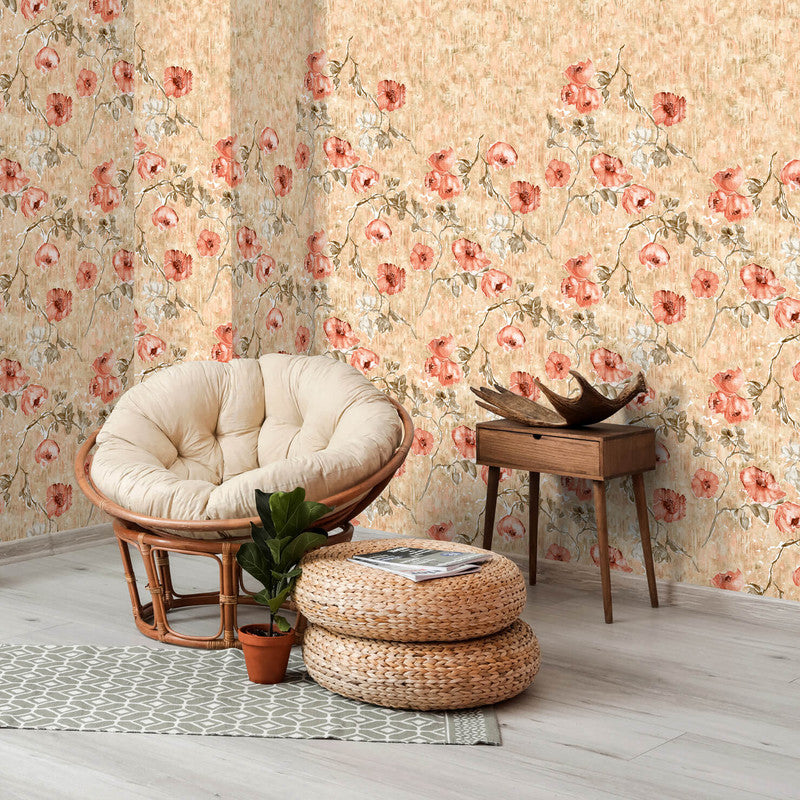 Petunia Twinwall Wall Mural in Aurora Red Peach
