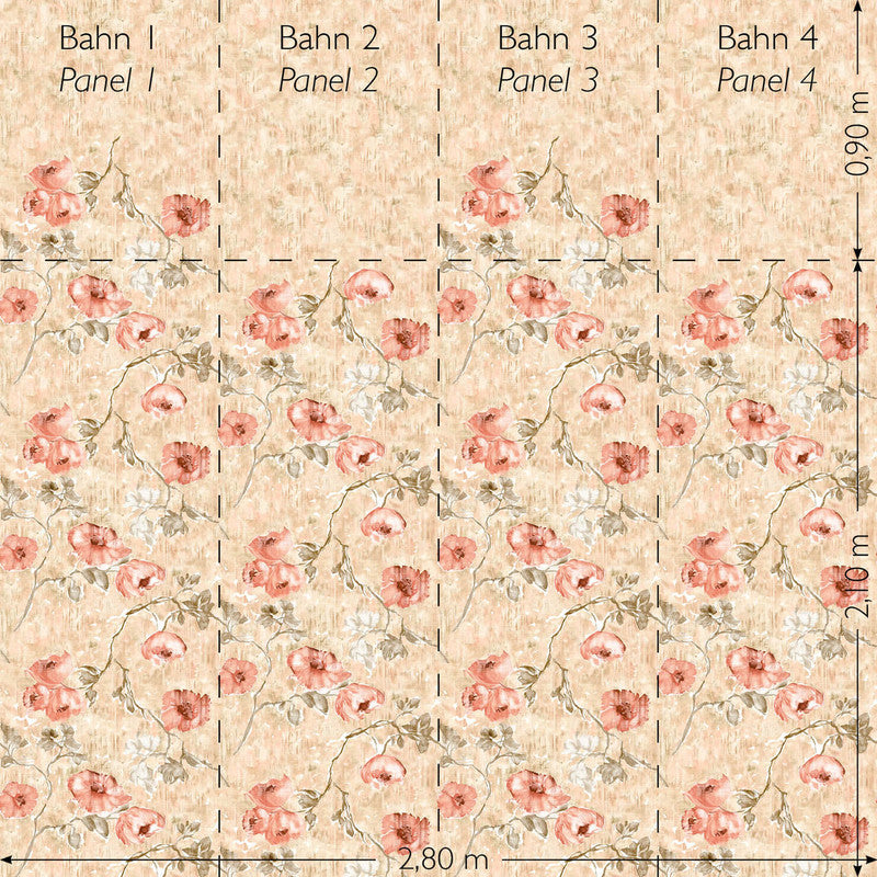 Petunia Twinwall Wall Mural in Aurora Red Peach