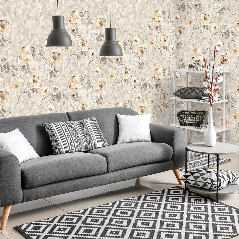 Petunia Twinwall Wall Mural in Apricot Greyish