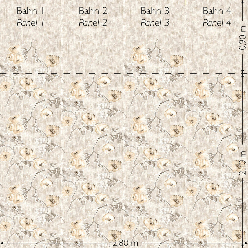 Petunia Twinwall Wall Mural in Apricot Greyish