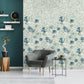 Petunia Twinwall Wall Mural in Steel Blue Sage