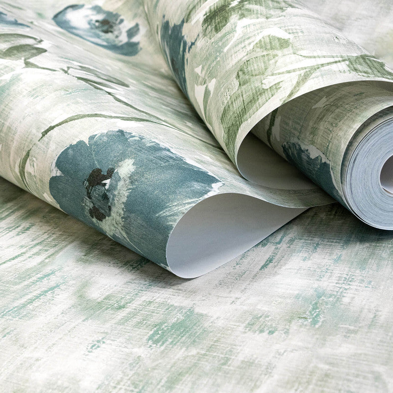 Petunia Twinwall Wall Mural in Steel Blue Sage
