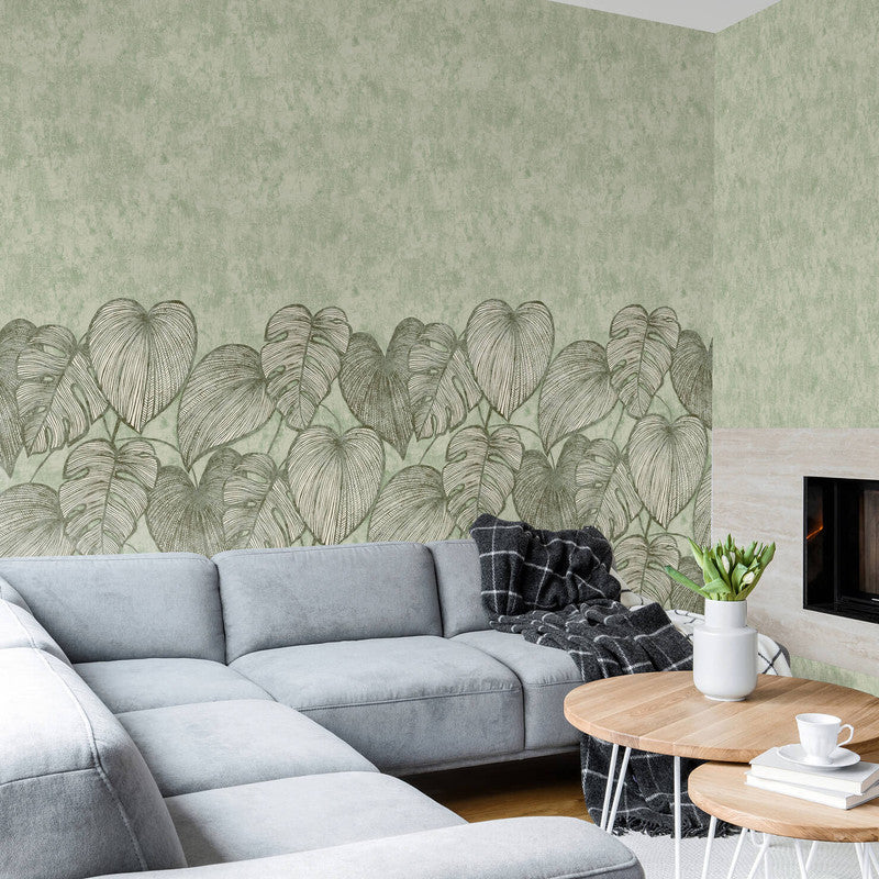 Monstera Twinwall Wall Mural in Olive Sage
