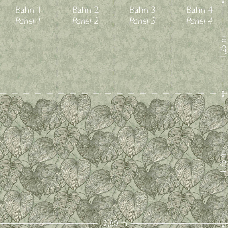 Monstera Twinwall Wall Mural in Olive Sage