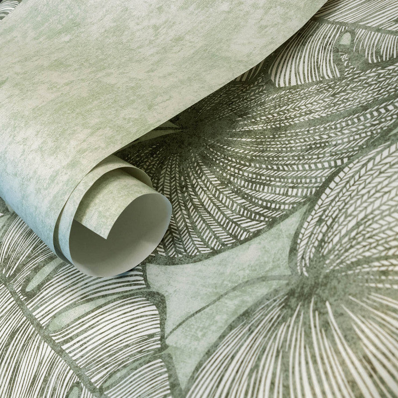 Monstera Twinwall Wall Mural in Olive Sage