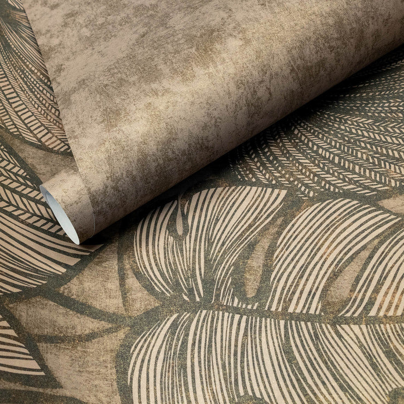 Monstera Twinwall Wall Mural in Black Walnut