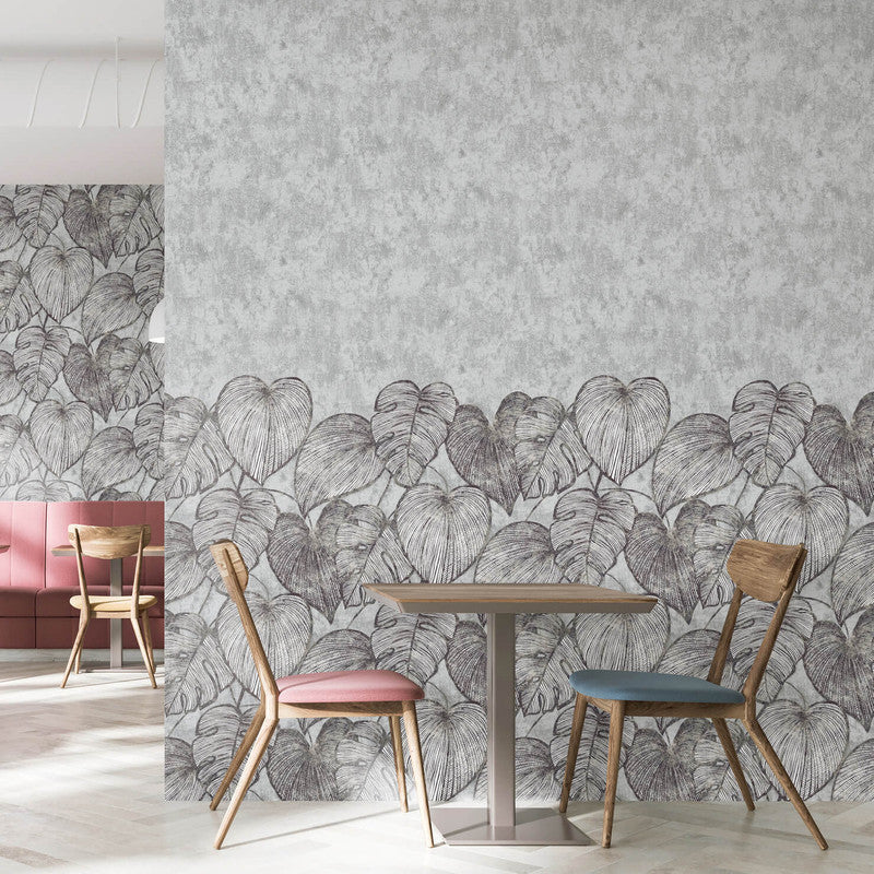 Monstera Twinwall Wall Mural in Black Mid Lead