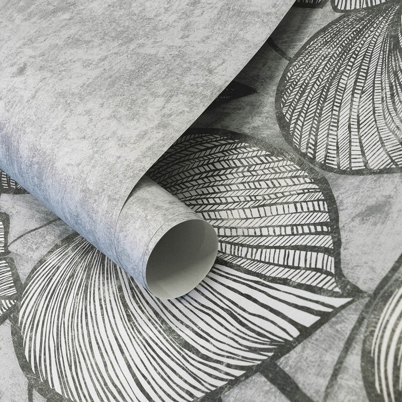 Monstera Twinwall Wall Mural in Black Mid Lead