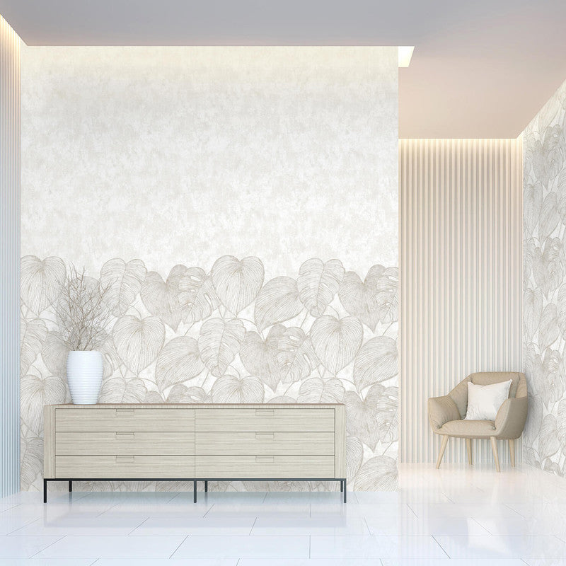 Monstera Twinwall Wall Mural in Mirror White