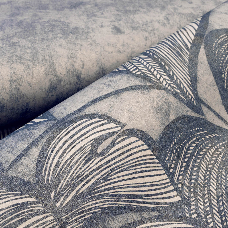 Monstera Twinwall Wall Mural in Navy Ash