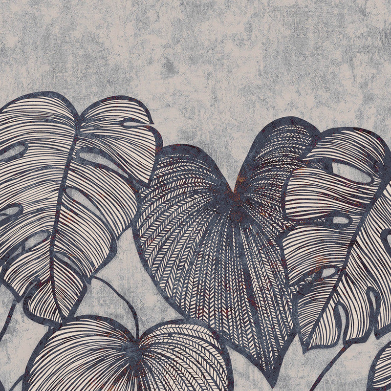 Monstera Twinwall Wall Mural in Navy Ash