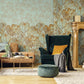 Monstera Twinwall Wall Mural in Gold Teal