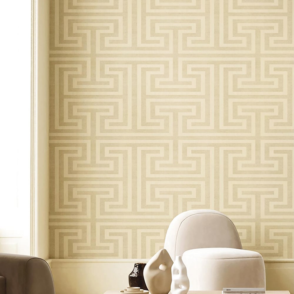 Synergy Geometric Maze Wallpaper in Beige