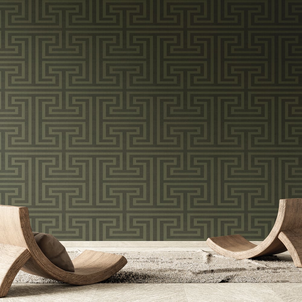 Synergy Geometric Maze Wallpaper in Dark Grey