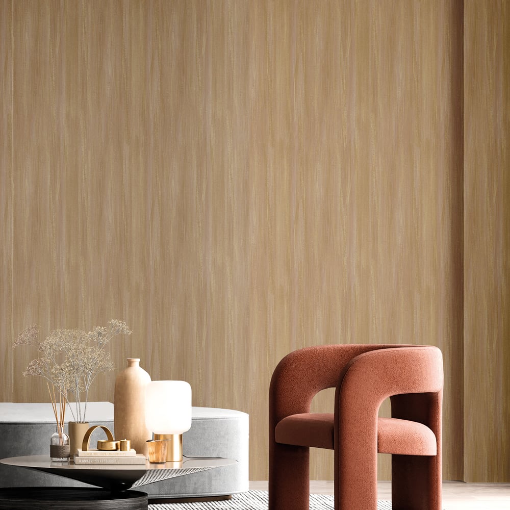Synergy Stripe Texture Wallpaper in Bronze Brown