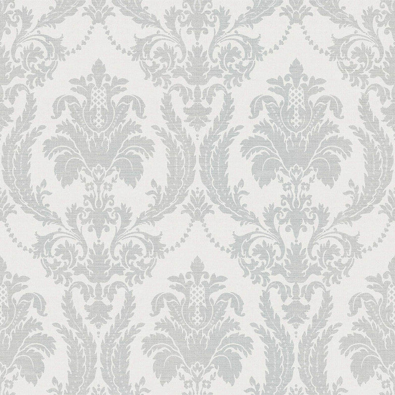 Italian Style Damask Wallpaper in Blue/Cream