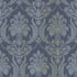 Sample Italian Style Damask Wallpaper in Blue/Blue