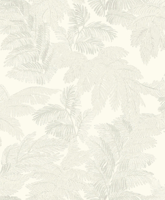 Sample Italian Style Tree Leaf Wallpaper in Cream/Silver Grey