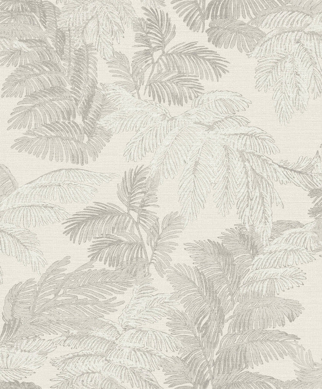 Sample Italian Style Tree Leaf Wallpaper in Beige/Silver Grey