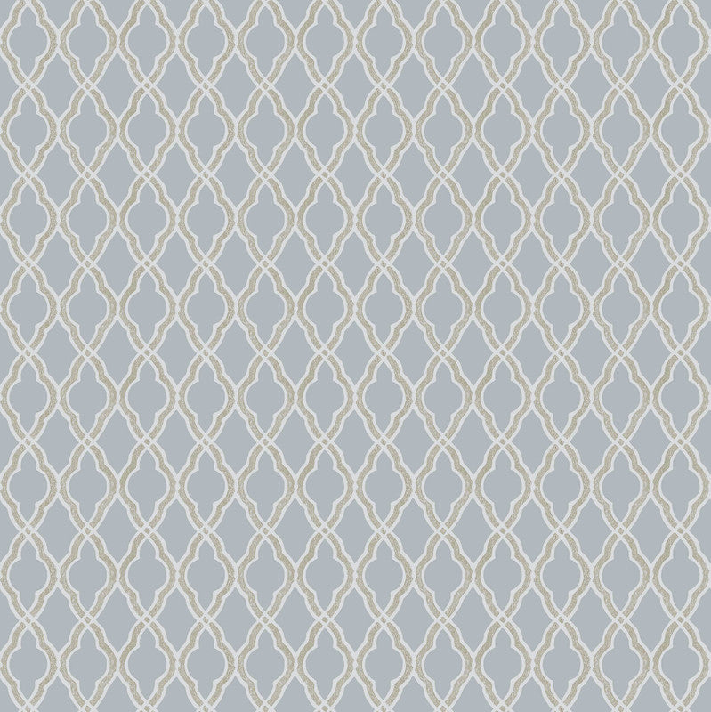 Sample Italian Style Geometric Wallpaper in Blue/Beige