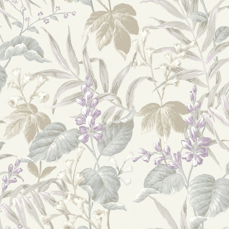 Sample Italian Style Tree Leaf Wallpaper in Beige/Purple/Blue