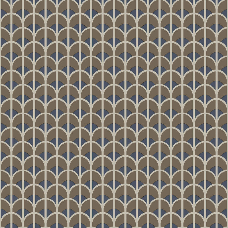 Sample Italian Style Geometric Wallpaper in Bronze Brown/Blue