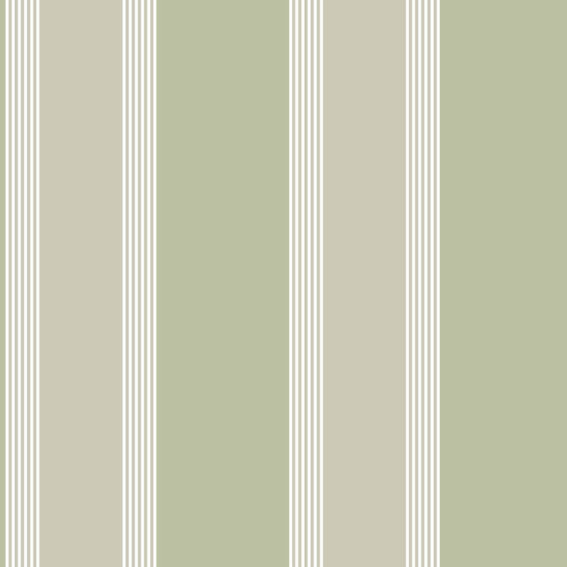 Italian Style Stripe Wallpaper in Green/Beige