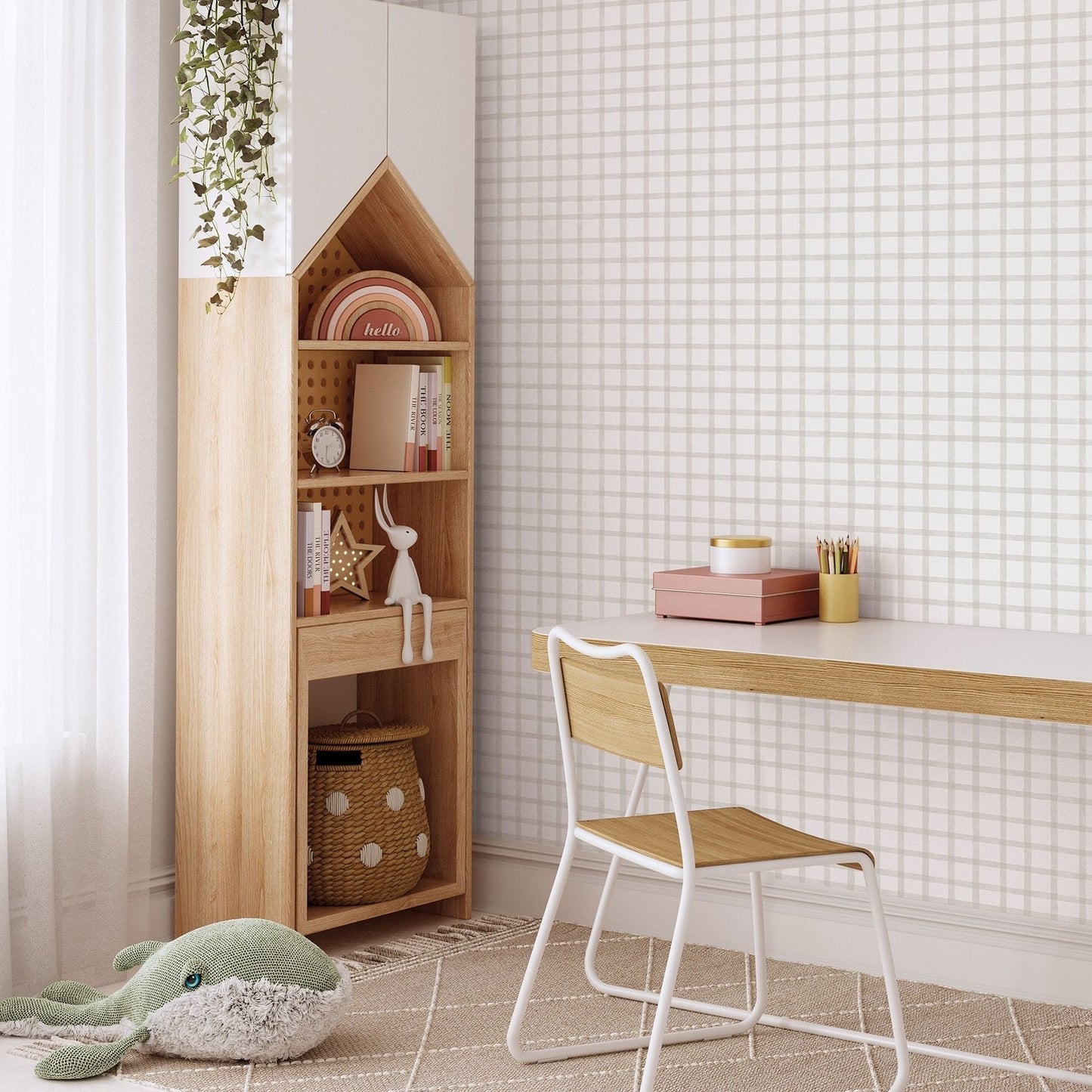 Bambino Watercolour Checks In Silver Grey Galerie Wallcoverings 290 3 2