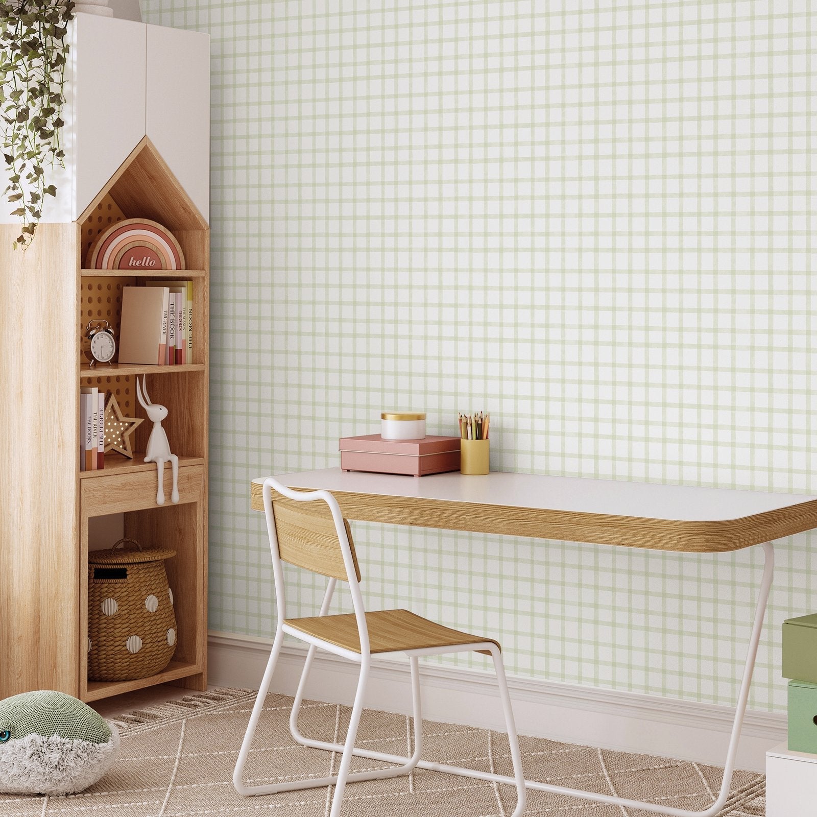 Bambino Watercolour Checks In Green Galerie Wallcoverings 290 4 2