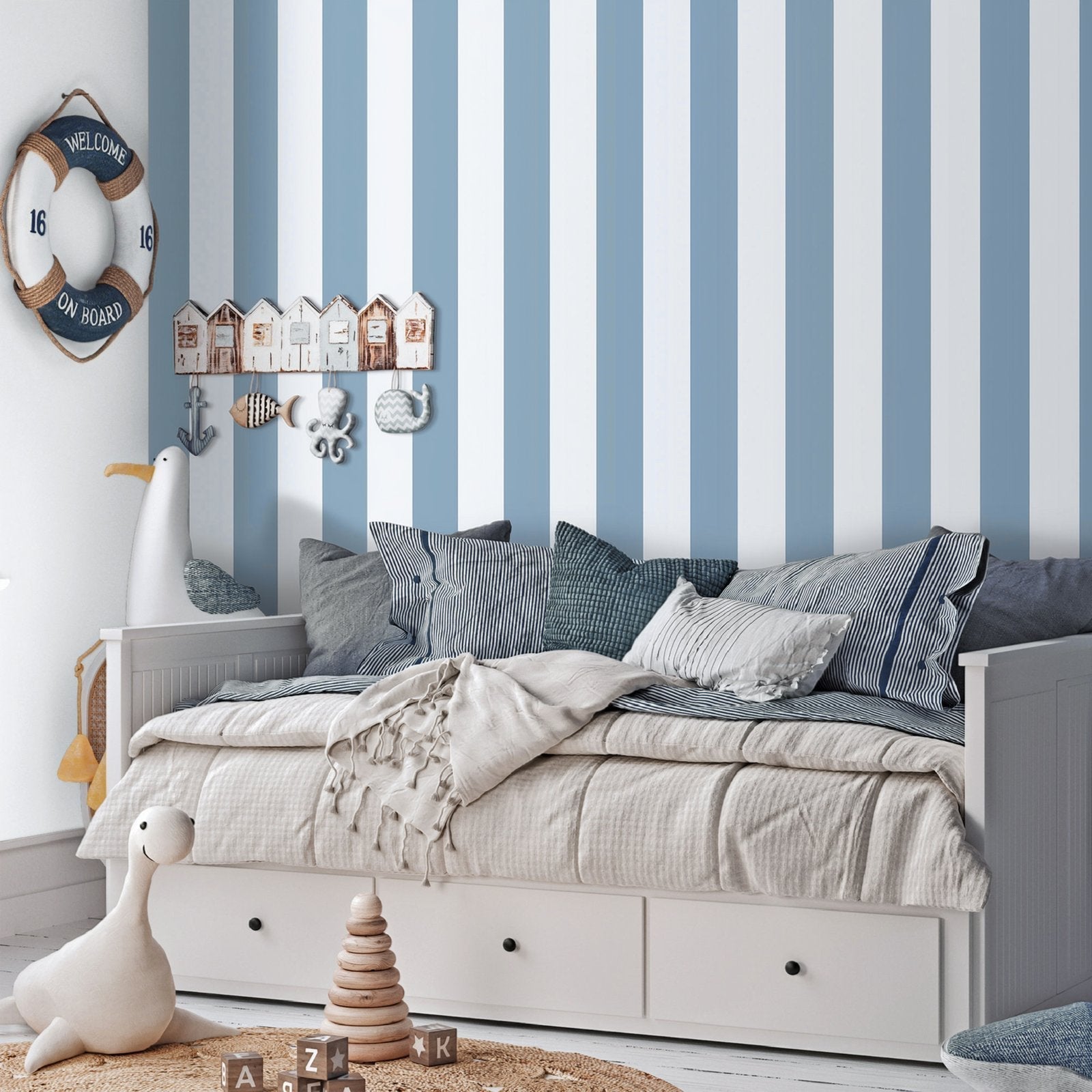 Bambino Bambino Stripes In Blue Galerie Wallcoverings 293 2 2