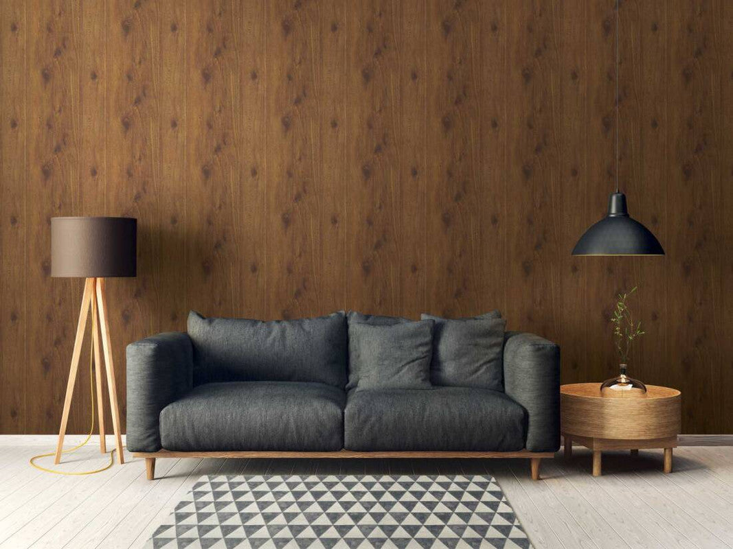 Wood Deco Wallpaper in Brown