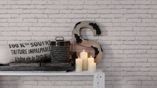 Brick Stone Wallpaper in Grey/White