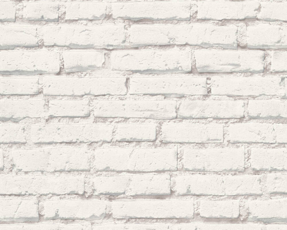 Sample Brick Stone Wallpaper in Grey/White