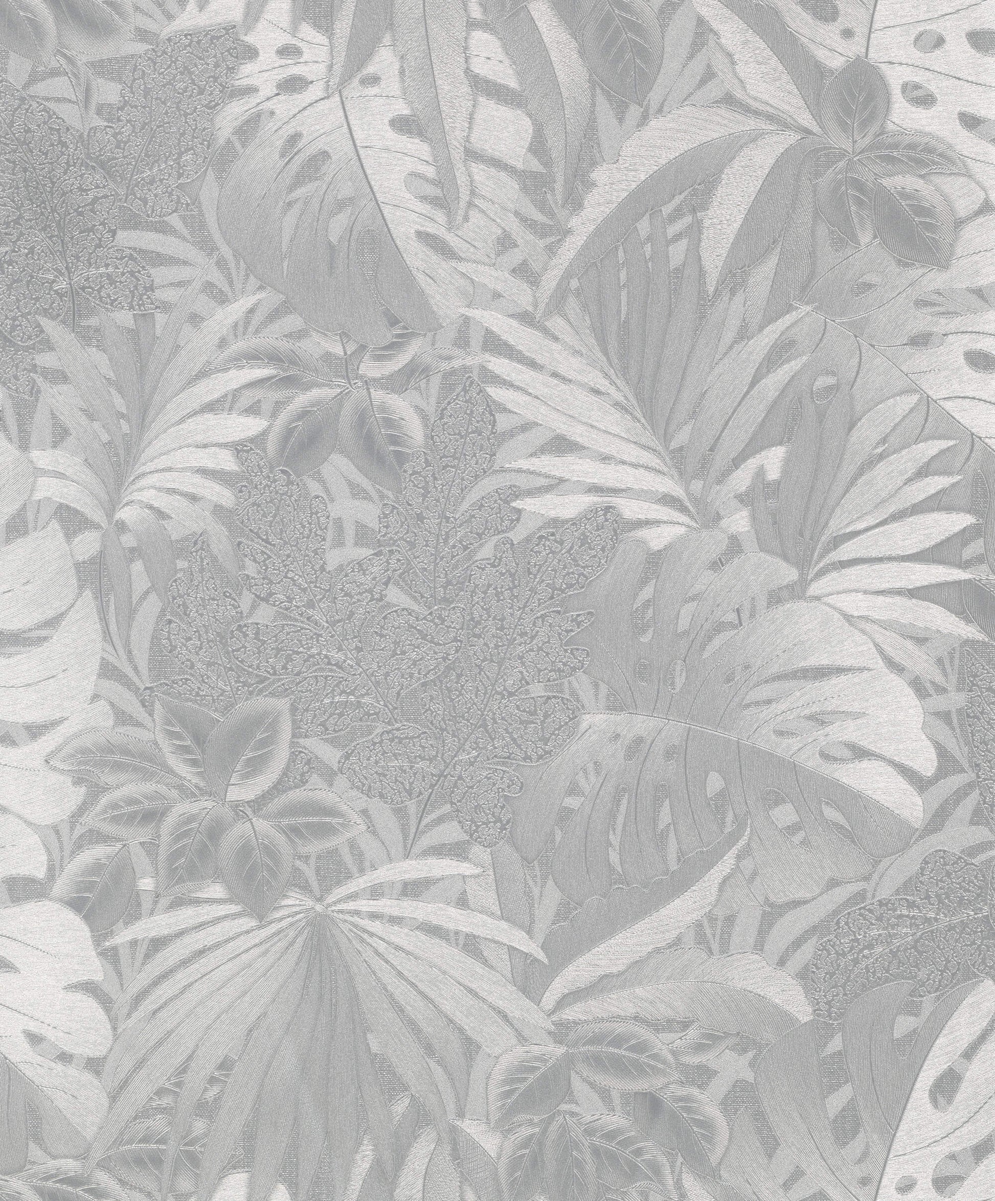 sample metallic jungle leaves silver wallpaper from eden collection by galerie wallcoverings 1