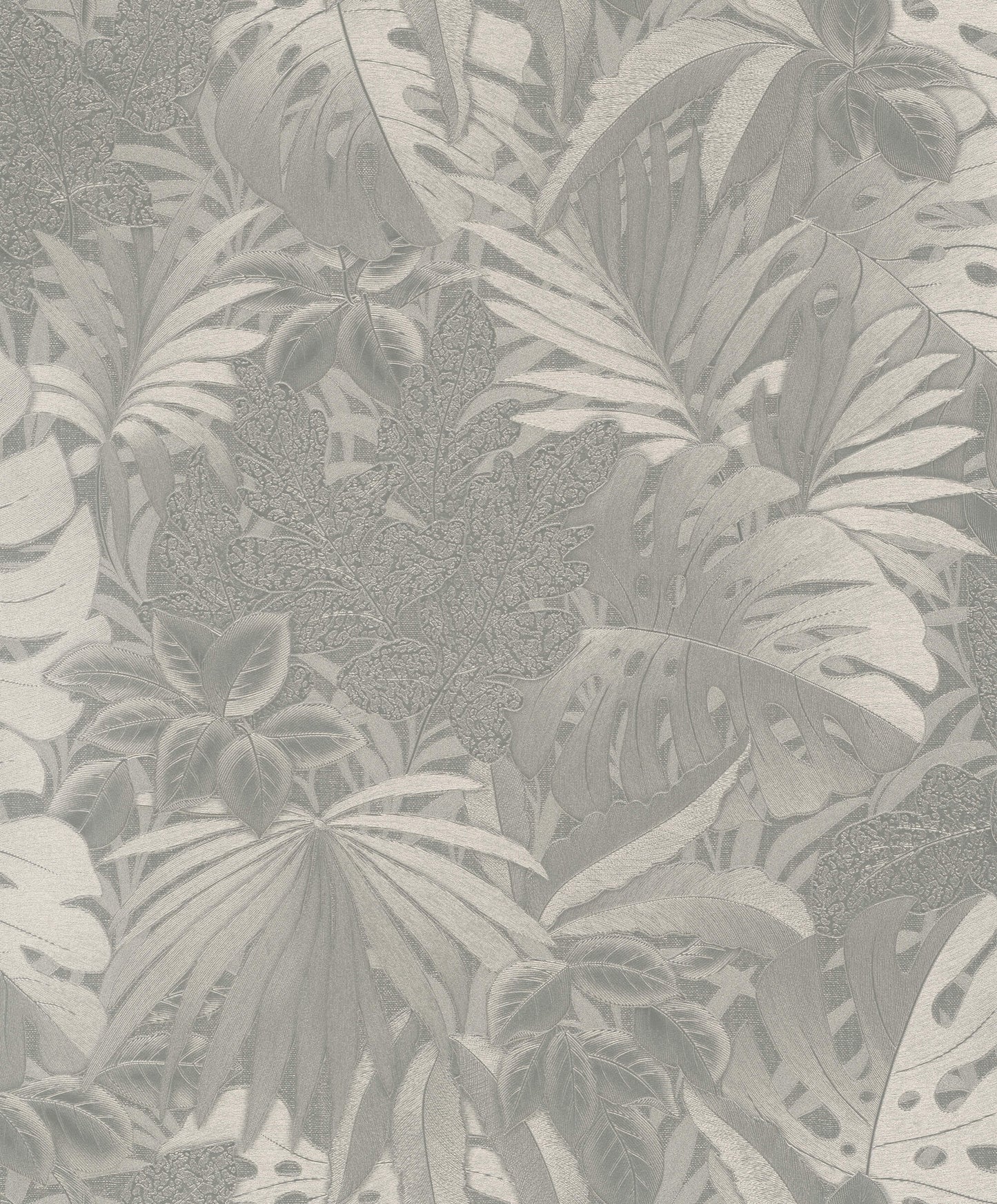 sample metallic jungle leaves platinum wallpaper from eden collection by galerie wallcoverings 1