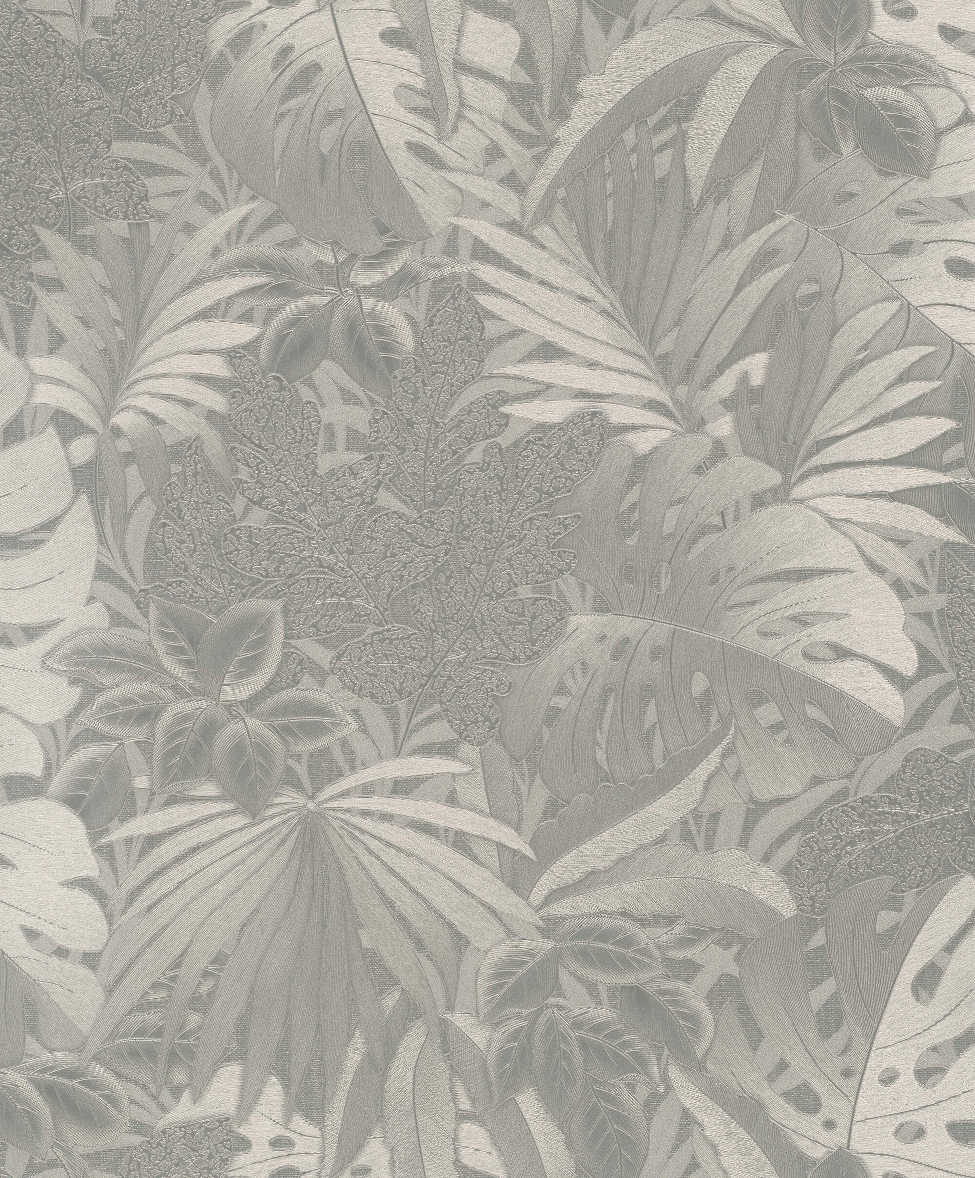 sample metallic jungle leaves platinum wallpaper from eden collection by galerie wallcoverings 1