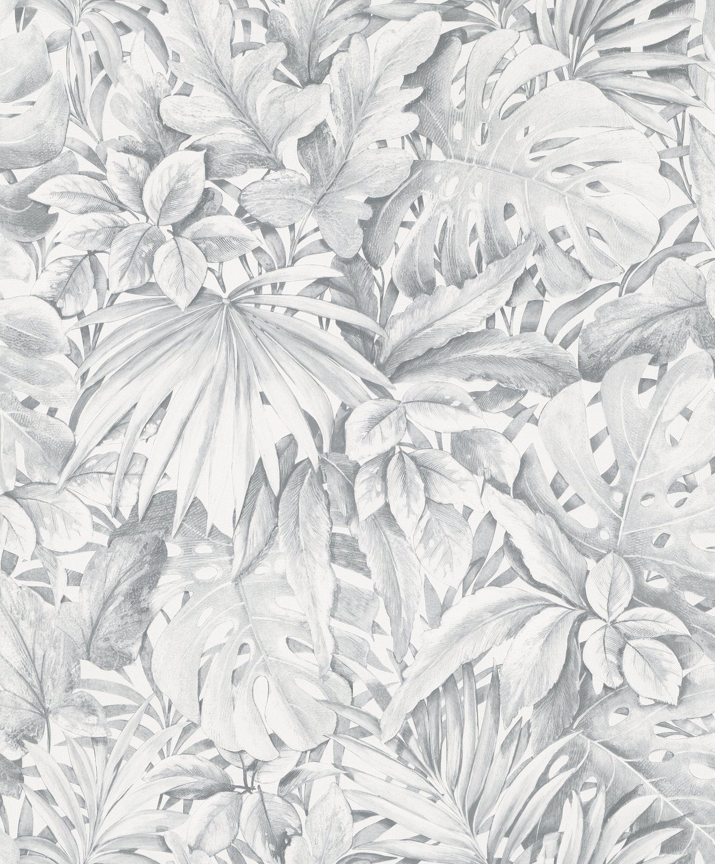 Jungle Leaves Grey Wallpaper from Eden Collection by Galerie Wallcoverings