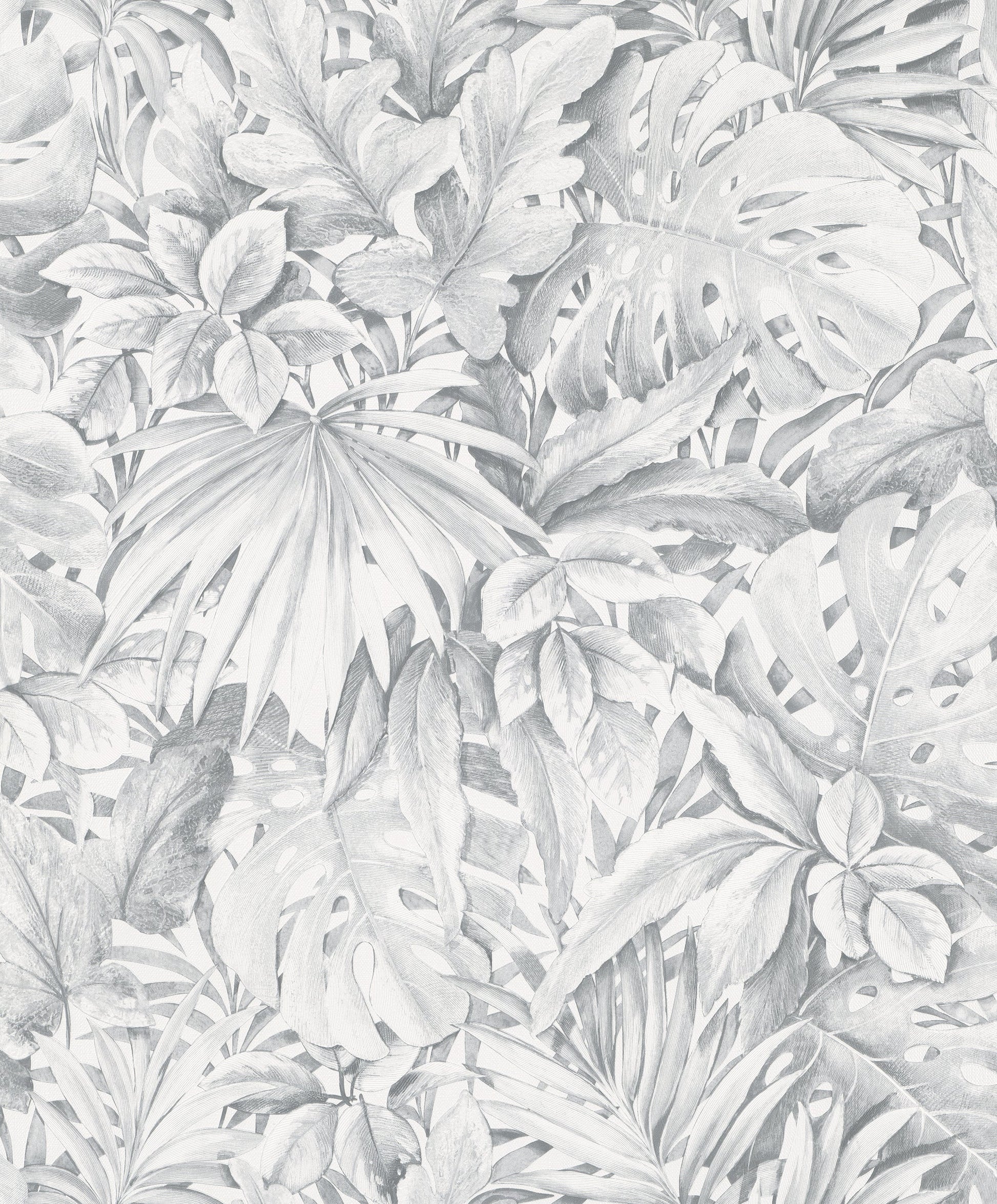 Jungle Leaves Grey Wallpaper from Eden Collection by Galerie Wallcoverings