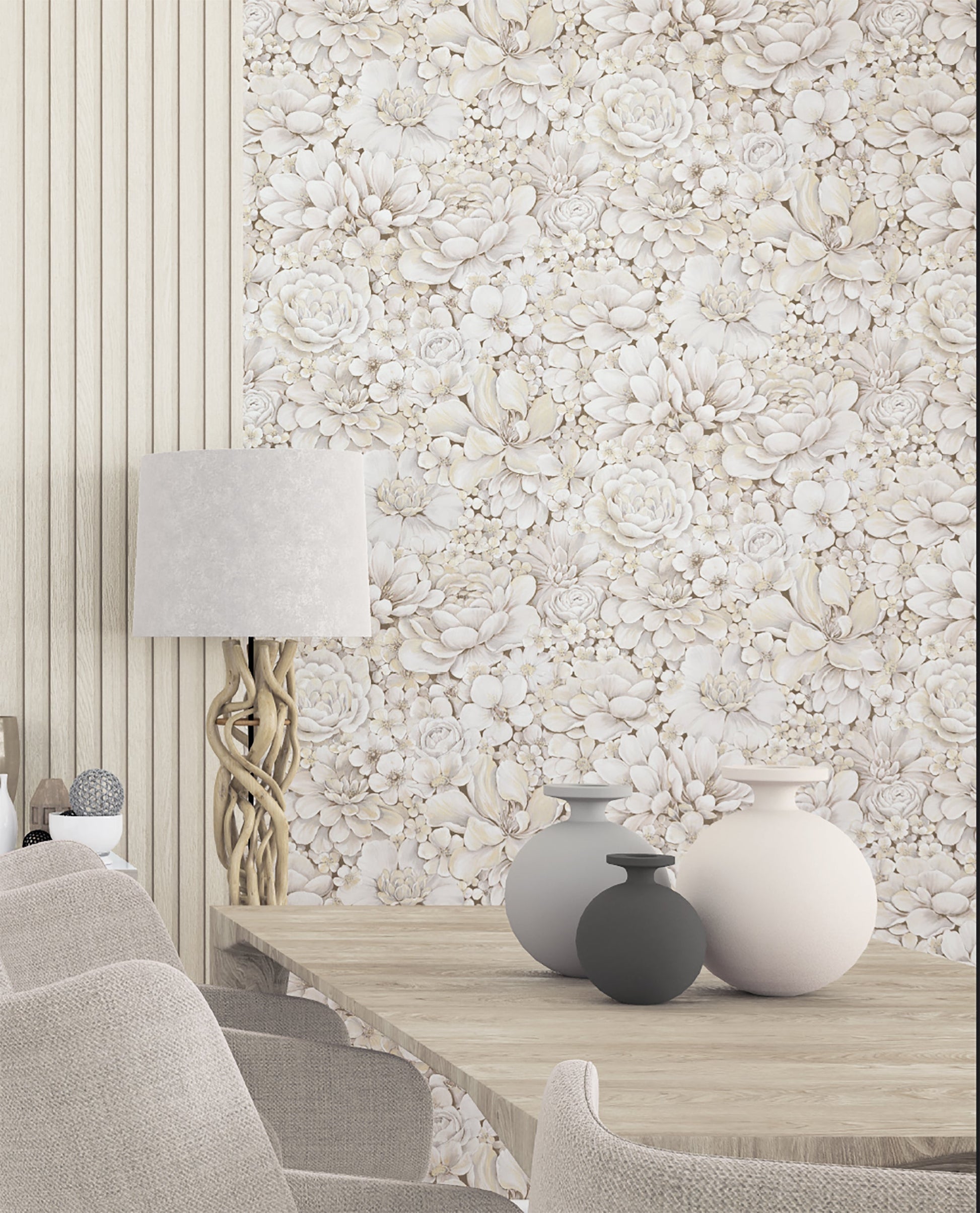floral texture greige wallpaper from eden collection by galerie wallcoverings 1
