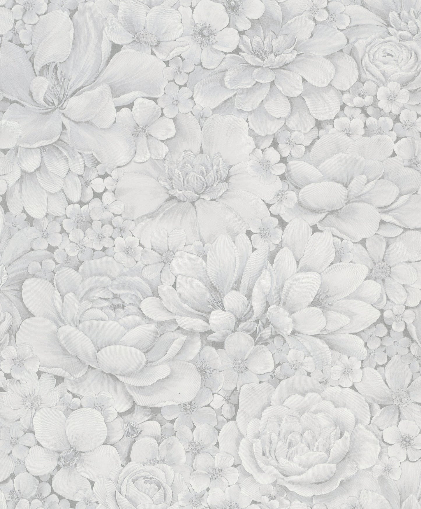 Floral Texture White/Grey Wallpaper from Eden Collection by Galerie Wallcoverings
