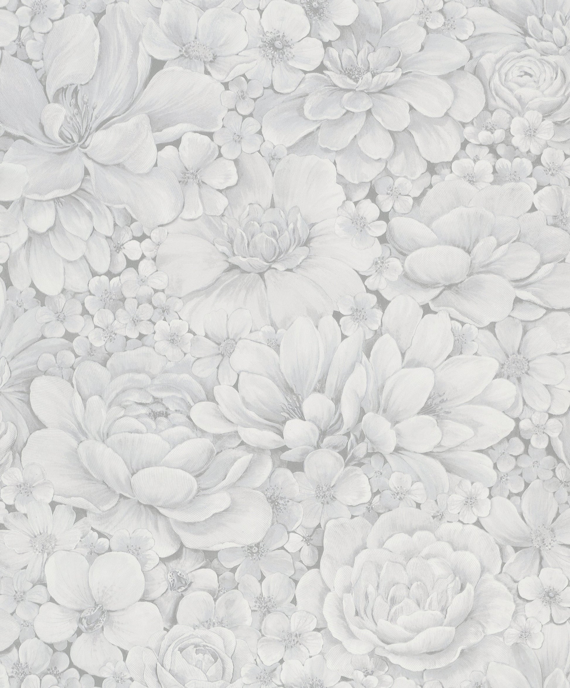 Floral Texture White/Grey Wallpaper from Eden Collection by Galerie Wallcoverings
