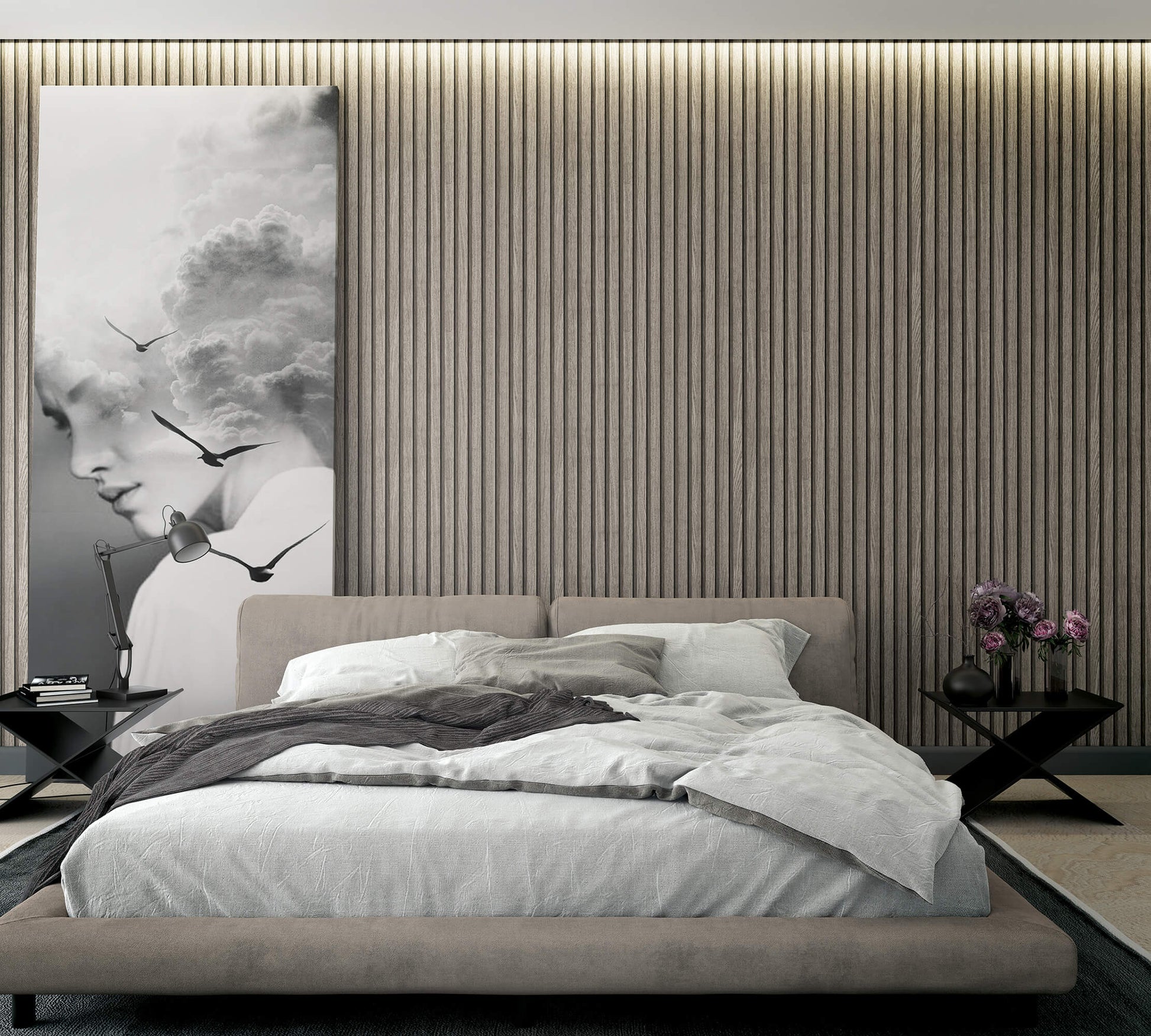 Wood Stripe Grey Wallpaper from Eden Collection by Galerie Wallcoverings
