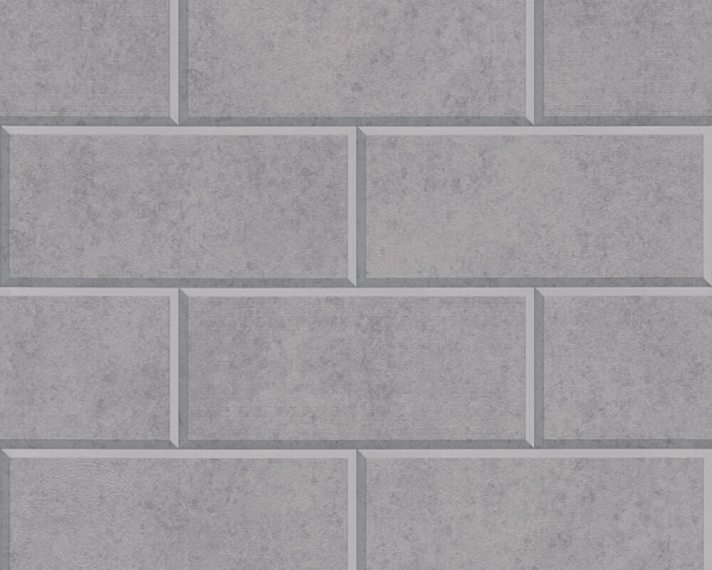 Modern Bricks/Stones Textured Wallpaper in Medium Grey