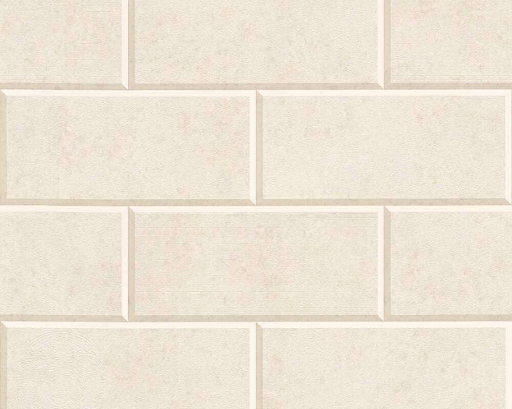 Modern Bricks/Stones Textured Wallpaper in Beige/Cream