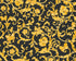 Classic Scrollwork Damask Butterflies Textured Wallpaper in Black/Gold